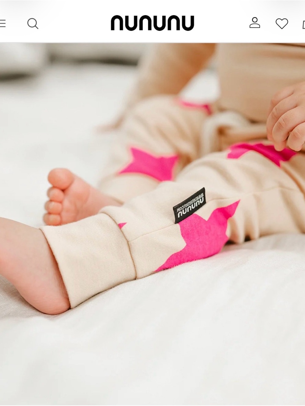 Nununu Kids Joggers with Pink Stars NWT 0-3 months. Part of a 2 piece set - Picture 8 of 9